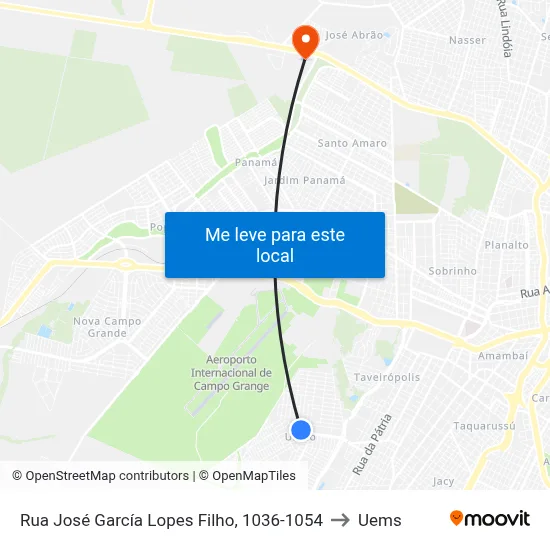 Rua José García Lopes Filho, 1036-1054 to Uems map