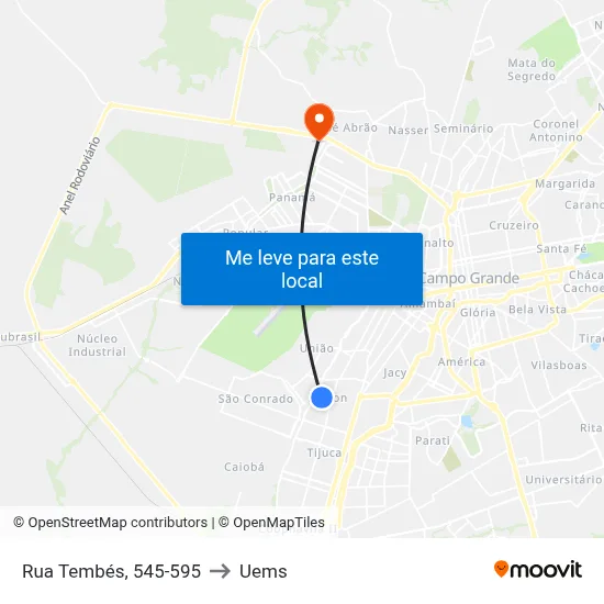 Rua Tembés, 545-595 to Uems map