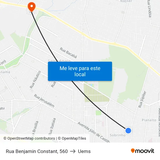 Rua Benjamin Constant, 560 to Uems map