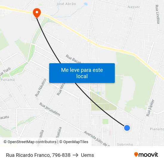 Rua Ricardo Franco, 796-838 to Uems map