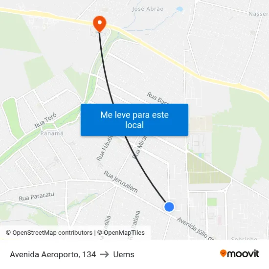 Avenida Aeroporto, 134 to Uems map