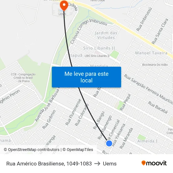 Rua Américo Brasiliense, 1049-1083 to Uems map