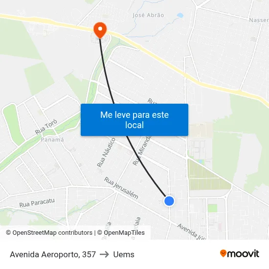 Avenida Aeroporto, 357 to Uems map