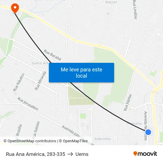 Rua Ana América, 283-335 to Uems map