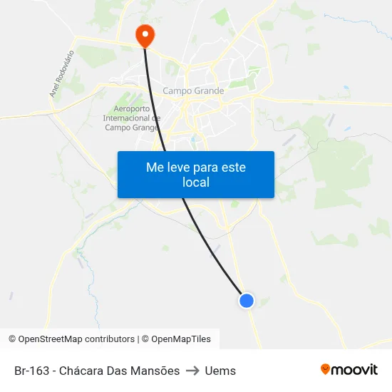 Br-163 - Chácara Das Mansões to Uems map