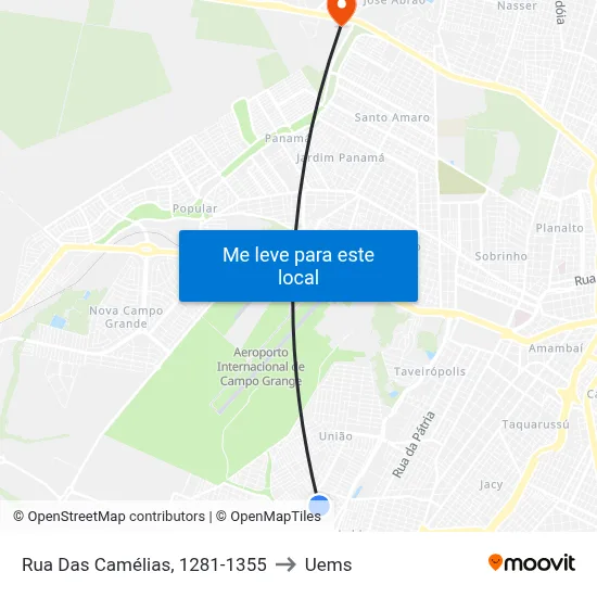 Rua Das Camélias, 1281-1355 to Uems map