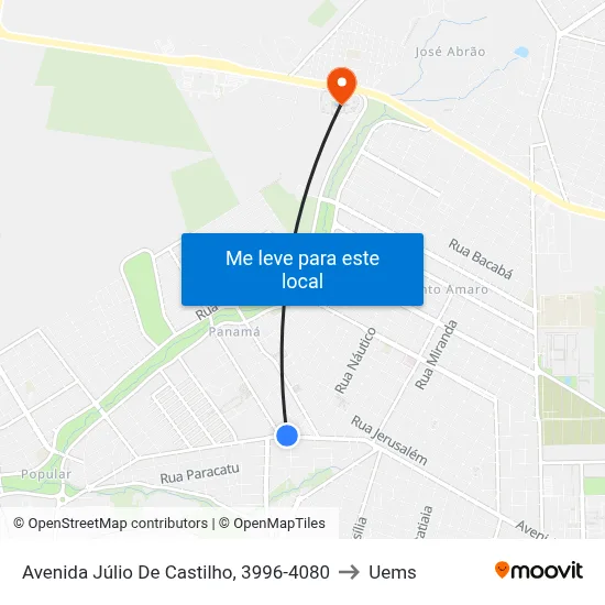 Avenida Júlio De Castilho, 3996-4080 to Uems map