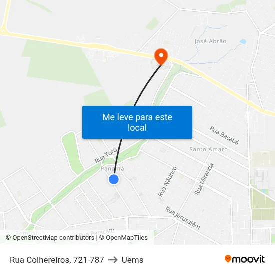 Rua Colhereiros, 721-787 to Uems map