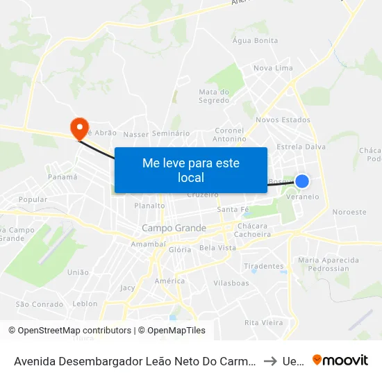 Avenida Desembargador Leão Neto Do Carmo, 1082-1192 to Uems map