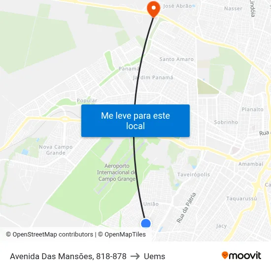 Avenida Das Mansões, 818-878 to Uems map