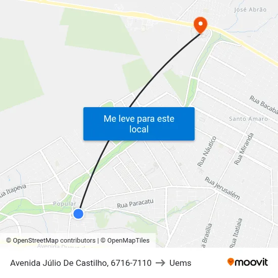 Avenida Júlio De Castilho, 6716-7110 to Uems map