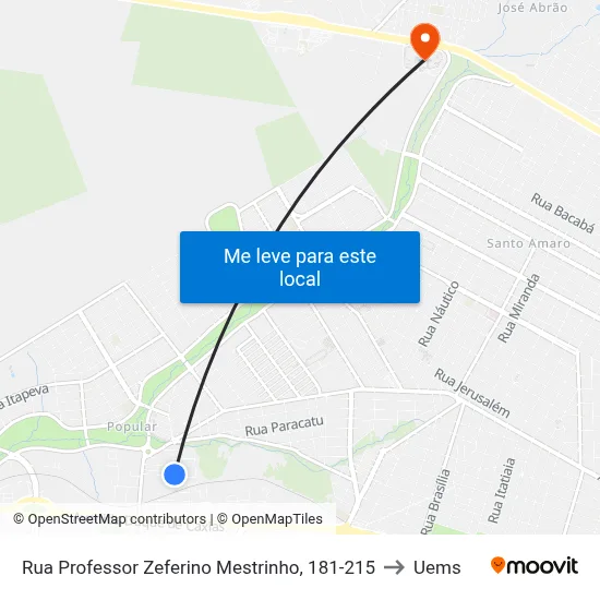 Rua Professor Zeferino Mestrinho, 181-215 to Uems map