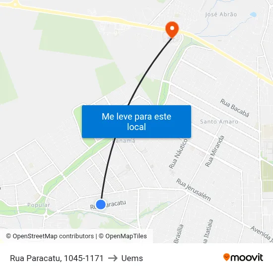 Rua Paracatu, 1045-1171 to Uems map