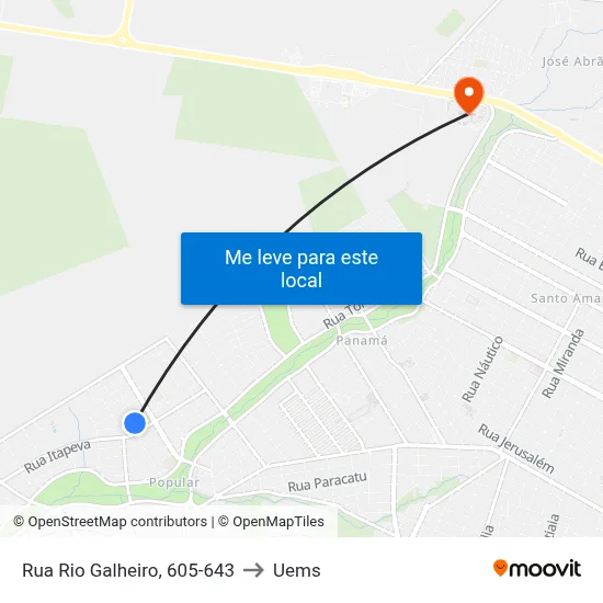 Rua Rio Galheiro, 605-643 to Uems map