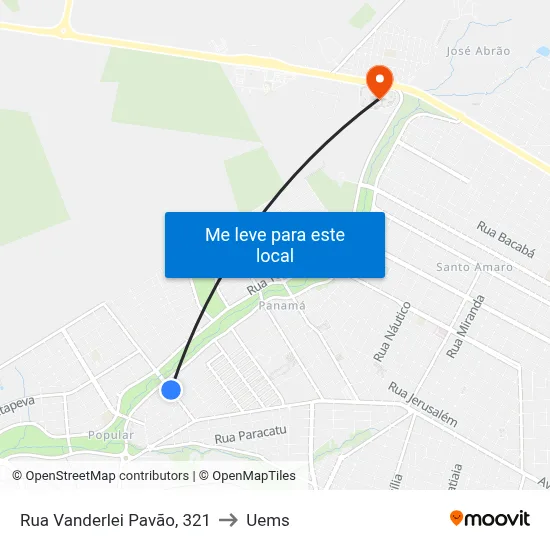 Rua Vanderlei Pavão, 321 to Uems map