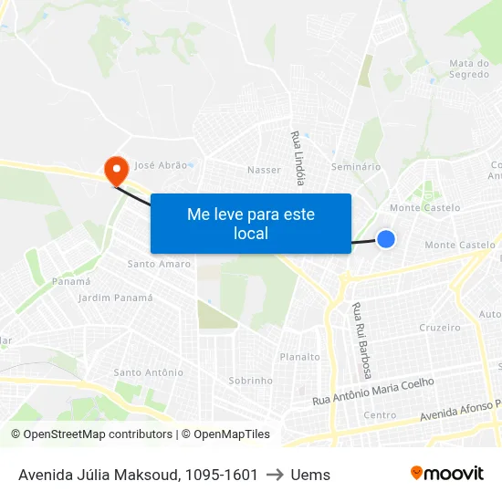 Avenida Júlia Maksoud, 1095-1601 to Uems map