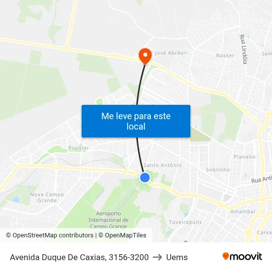 Avenida Duque De Caxias, 3156-3200 to Uems map