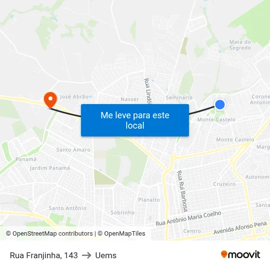 Rua Franjinha, 143 to Uems map