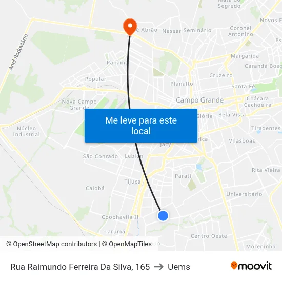 Rua Raimundo Ferreira Da Silva, 165 to Uems map