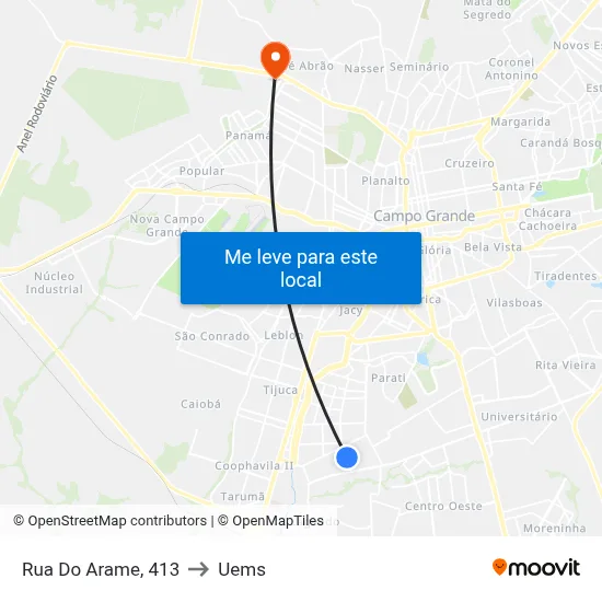 Rua Do Arame, 413 to Uems map