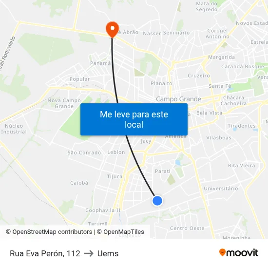 Rua Eva Perón, 112 to Uems map