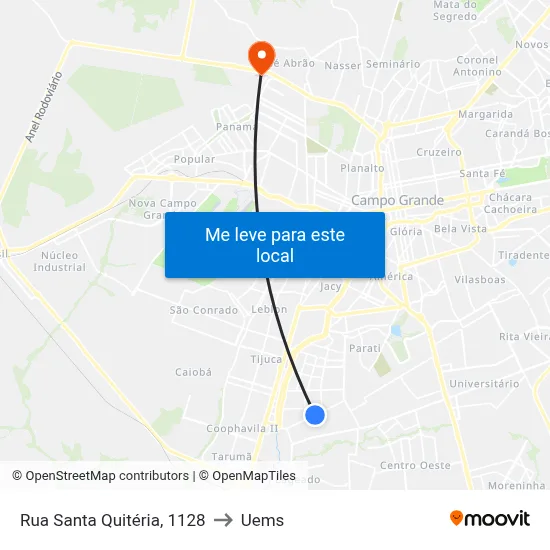 Rua Santa Quitéria, 1128 to Uems map