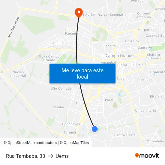 Rua Tambaba, 33 to Uems map