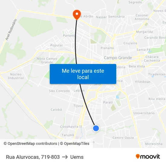 Rua Alurvocas, 719-803 to Uems map