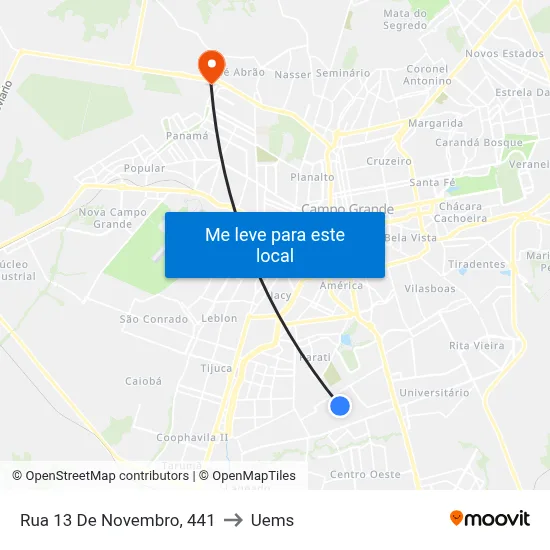 Rua 13 De Novembro, 441 to Uems map