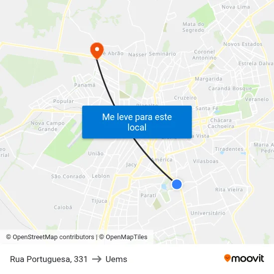Rua Portuguesa, 331 to Uems map