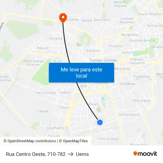 Rua Centro Oeste, 710-782 to Uems map