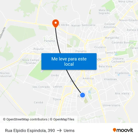 Rua Elpidio Espindola, 390 to Uems map