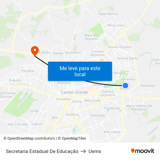 Secretaria Estadual De Educação to Uems map