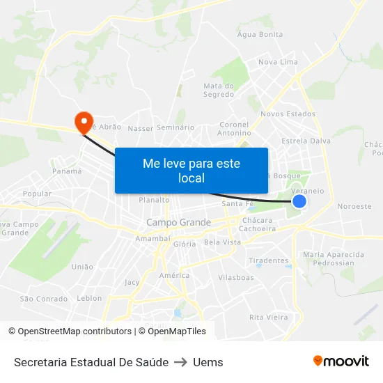Secretaria Estadual De Saúde to Uems map