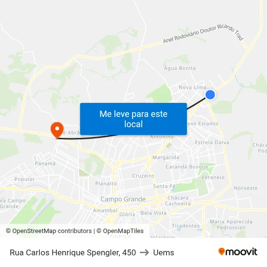Rua Carlos Henrique Spengler, 450 to Uems map