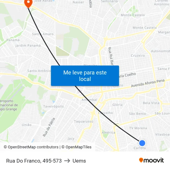 Rua Do Franco, 495-573 to Uems map