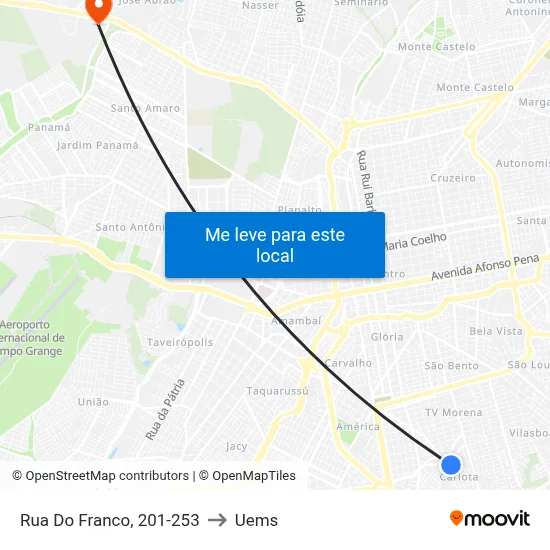 Rua Do Franco, 201-253 to Uems map