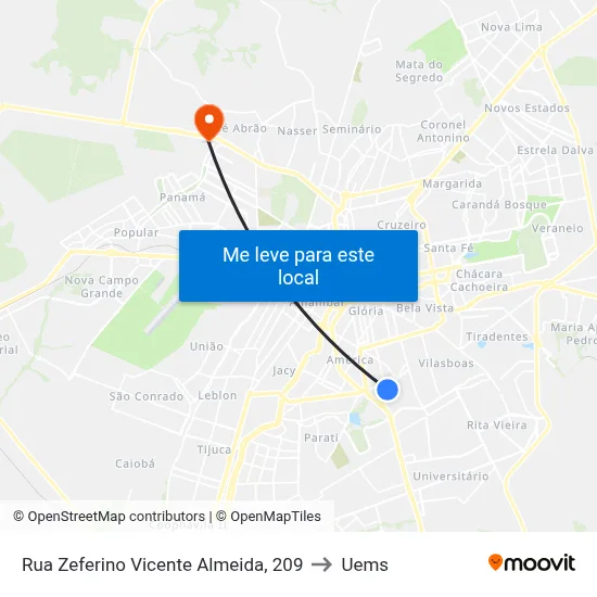 Rua Zeferino Vicente Almeida, 209 to Uems map