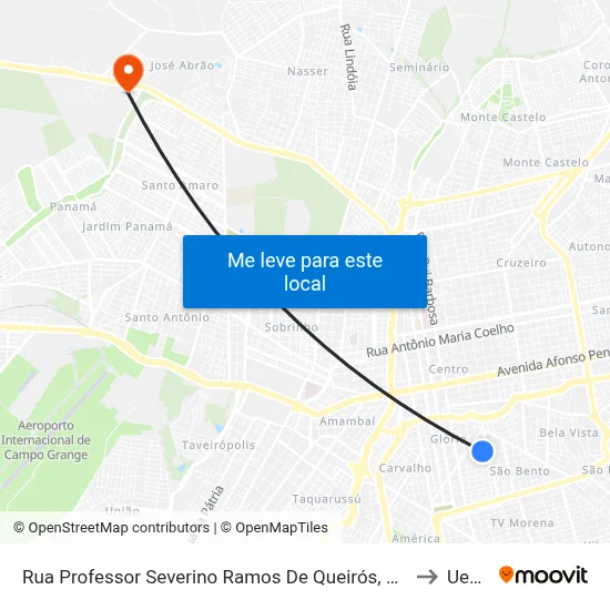 Rua Professor Severino Ramos De Queirós, 930-966 to Uems map