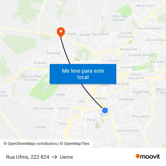 Rua Ufms, 222-824 to Uems map