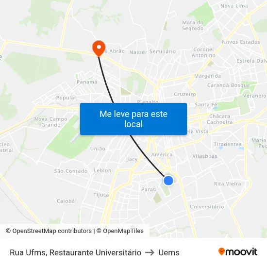 Rua Ufms, Restaurante Universitário to Uems map
