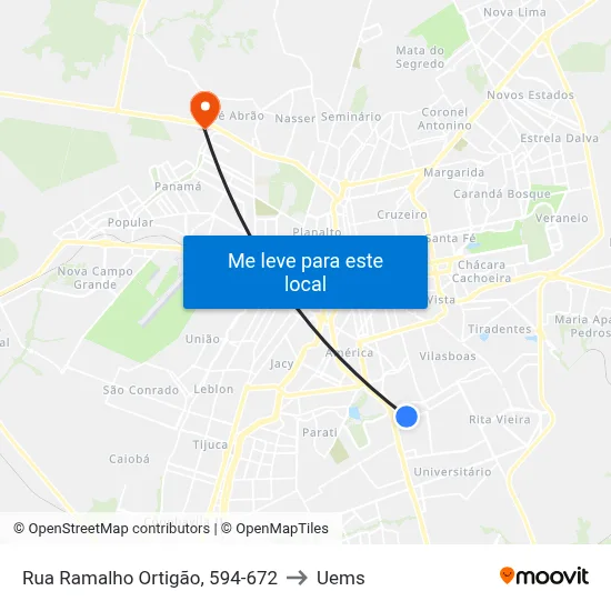 Rua Ramalho Ortigão, 594-672 to Uems map