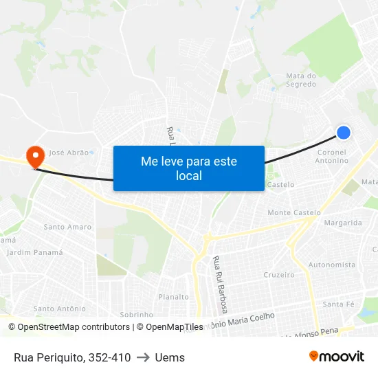 Rua Periquito, 352-410 to Uems map