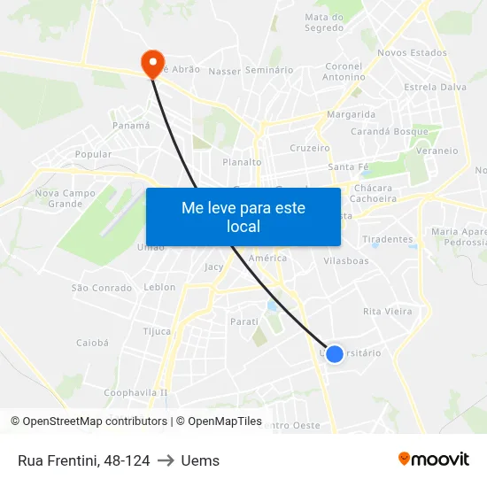 Rua Frentini, 48-124 to Uems map