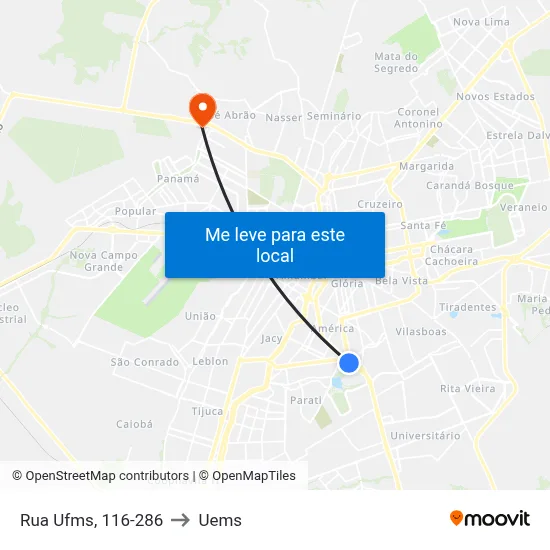 Rua Ufms, 116-286 to Uems map