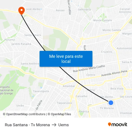 Rua Santana - Tv Morena to Uems map