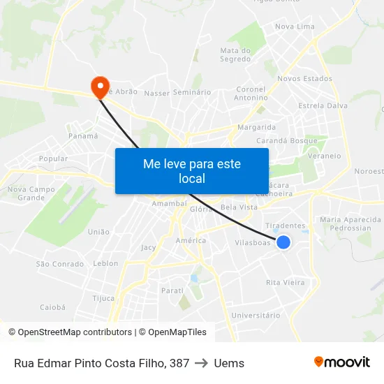 Rua Edmar Pinto Costa Filho, 387 to Uems map