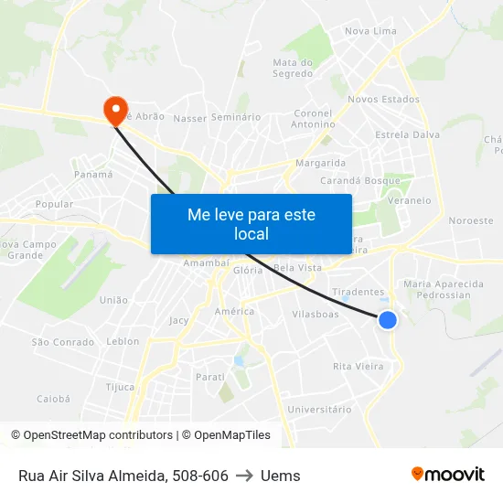 Rua Air Silva Almeida, 508-606 to Uems map