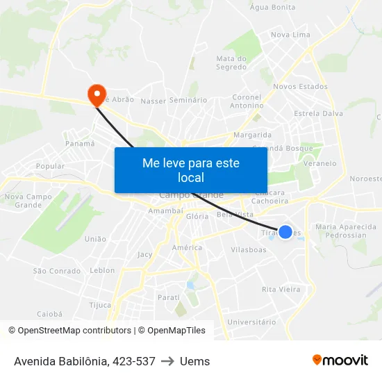 Avenida Babilônia, 423-537 to Uems map