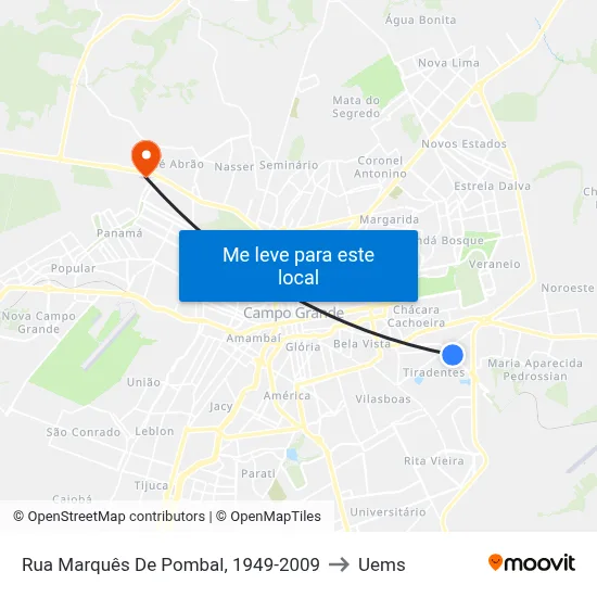 Rua Marquês De Pombal, 1949-2009 to Uems map